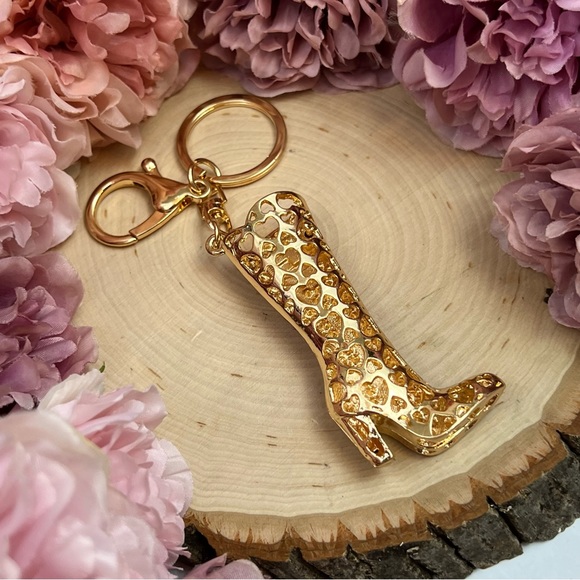 Pink and Red Crystal High Heel Boot Keychain Charm - Picture 12 of 14